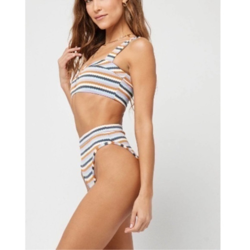 L*Space Printed Stripe Frenchi Bikini Bottom Style OMFRB22 OTM Size XS NWT